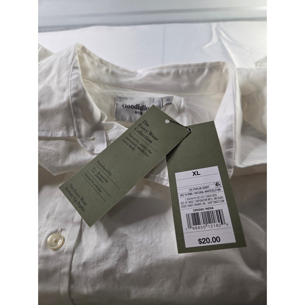 Goodfellow & Co Mens XL 2 Pack White Short Sleeve Poplin Button Down Shirts NEW - Picture 2 of 5